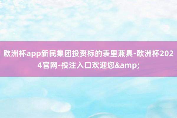 欧洲杯app新民集团投资标的表里兼具-欧洲杯2024官网-投注入口欢迎您&