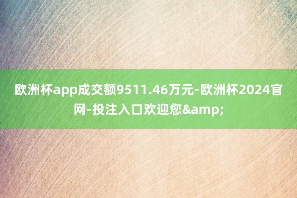 欧洲杯app成交额9511.46万元-欧洲杯2024官网-投注入口欢迎您&
