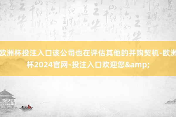 欧洲杯投注入口该公司也在评估其他的并购契机-欧洲杯2024官网-投注入口欢迎您&