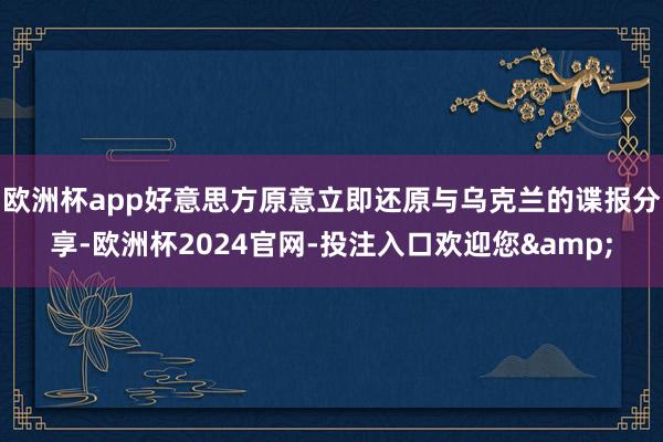 欧洲杯app好意思方原意立即还原与乌克兰的谍报分享-欧洲杯2024官网-投注入口欢迎您&