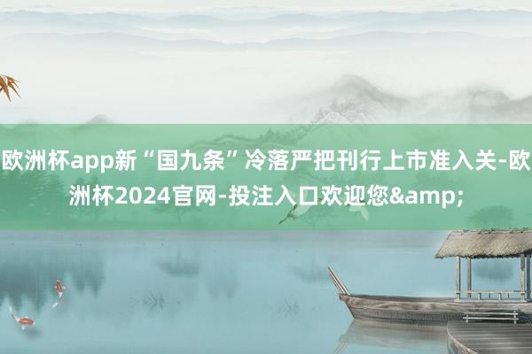 欧洲杯app新“国九条”冷落严把刊行上市准入关-欧洲杯2024官网-投注入口欢迎您&